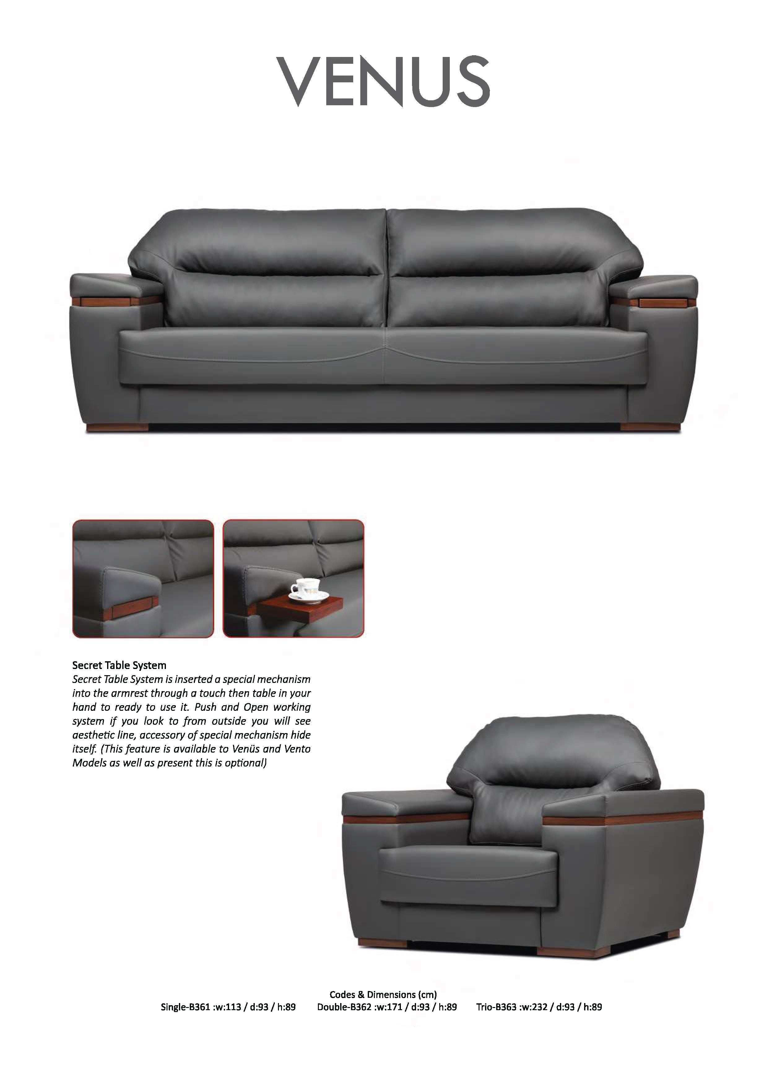 VENUS CEO - Луксозен диван First Class Option със Secret Table System