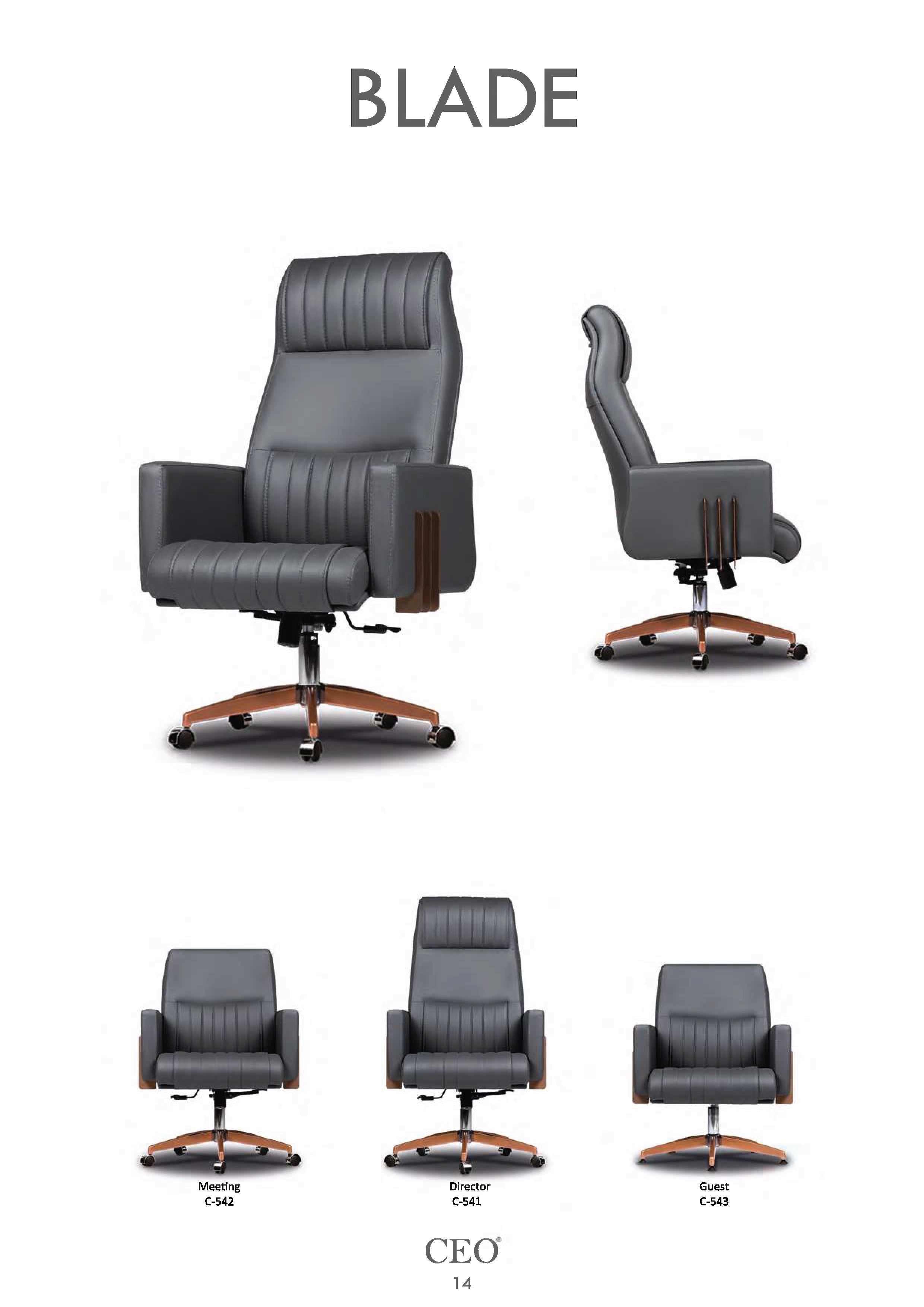 BLADE CEO - Луксозен офис стол с дървени акценти